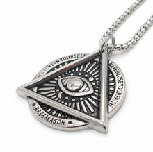 Load image into Gallery viewer, Premium Quality All-Seeing Eye Pendant Necklace with Masonic Symbolism for Men-Blue Lodge Necklaces & Pendants-Masonic Pendants-Freemason necklace | Regalia Lodge