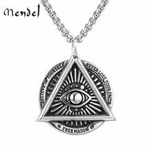 Load image into Gallery viewer, Premium Quality All-Seeing Eye Pendant Necklace with Masonic Symbolism for Men-Blue Lodge Necklaces & Pendants-Masonic Pendants-Freemason necklace | Regalia Lodge