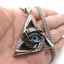 Load image into Gallery viewer, Premium Quality Blue Evil All-Seeing Eye Hip Hop Pendant Necklace for Men-Blue Lodge Necklaces & Pendants-Masonic Pendants-Freemason necklace | Regalia Lodge