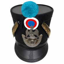 Load image into Gallery viewer, Black Napoleonic Shako hat with Blue Pompon and Accessories