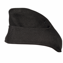 Charger l'image dans la galerie, Plain Black Wool Side Cap with Vent Eyelet