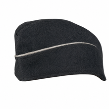 Load image into Gallery viewer, Black Wool Side Cap with Silver Piping