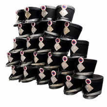 Load image into Gallery viewer, Complete Black Napoleonic Shako hat with Silver Accessories