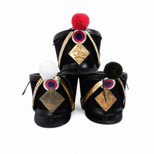 Load image into Gallery viewer, Black Napoleonic Shako hat with Gold Accessories