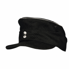 画像をギャラリービューアに読み込む, Black Field Cap with Short Peak and Silver Piping