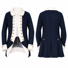 Load image into Gallery viewer, Navy and White Short Napoleonic Coat