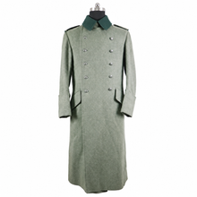Carica l'immagine nel visualizzatore di Gallery, Field Grey Long Coat with Dark Green Collar
