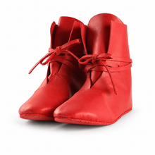 Load image into Gallery viewer, Red Leather Women's Medieval Summer Booties