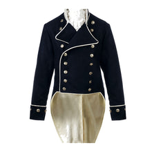Load image into Gallery viewer, Navy Double-Breasted Napoleonic Jacket with White Piping
