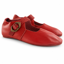 Charger l'image dans la galerie, Red Medieval Latchet T-Bar Leather Court Shoes