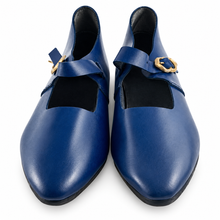 Load image into Gallery viewer, Brown Medieval Latchet T-Bar Leather Court Shoes