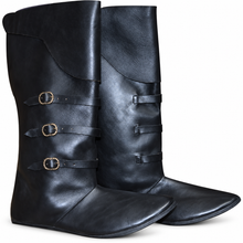 Afbeelding in Gallery-weergave laden, Black Medieval Long Reenactment Boots