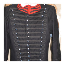 Load image into Gallery viewer, Napoleonic Black Hussar Jacket with Red Braided Collar