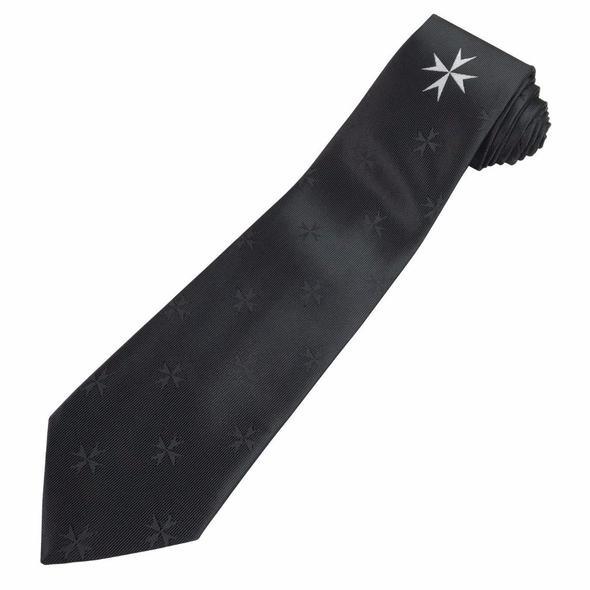 Masonic Knight Malta Silk Tie with (8 pointed) Malta Cross Logo | Regalia Lodge