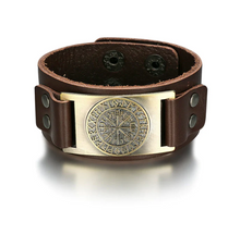 Load image into Gallery viewer, Beowulf Regalia Leather Viking Vegvisir Arm Cuff | Regalia Lodge