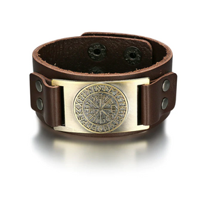 Beowulf Regalia Leather Viking Vegvisir Arm Cuff | Regalia Lodge