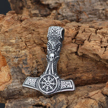 Load image into Gallery viewer, Beowulf Regalia Handcrafted Stainless Steel Mjolnir With Skull And Helm Of Awe | Regalia Lodge