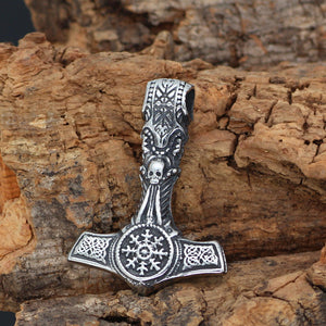 Beowulf Regalia Handcrafted Stainless Steel Mjolnir With Skull And Helm Of Awe | Regalia Lodge
