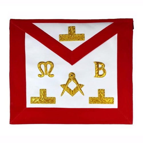 Masonic Hand Embroidered Bullion & Wire Made Master Mason Red Apron | Regalia Lodge