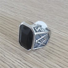 Load image into Gallery viewer, Retro Masonic Gem Men&#39;s Titanium Steel Ring | Regalia Lodge