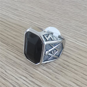 Retro Masonic Gem Men's Titanium Steel Ring | Regalia Lodge