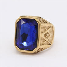 Load image into Gallery viewer, Retro Masonic Gem Men&#39;s Titanium Steel Ring | Regalia Lodge