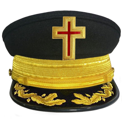 PAST COMMANDER KNIGHTS TEMPLAR COMMANDERY CAP-GOLD METAL EMBROIDERED WITH VINEWORK & BRAID | Regalia Lodge