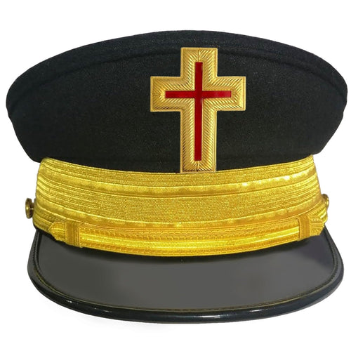 PAST COMMANDER KNIGHTS TEMPLAR COMMANDERY CAP - GOLD METAL EMBROIDERED WITH BRAIDS | Regalia Lodge