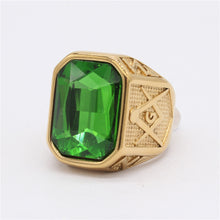Load image into Gallery viewer, Retro Masonic Gem Men&#39;s Titanium Steel Ring | Regalia Lodge