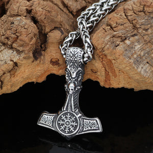 Beowulf Regalia Handcrafted Stainless Steel Mjolnir With Skull And Helm Of Awe | Regalia Lodge