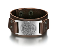 Load image into Gallery viewer, Beowulf Regalia Leather Viking Vegvisir Arm Cuff | Regalia Lodge
