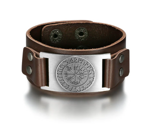 Beowulf Regalia Leather Viking Vegvisir Arm Cuff | Regalia Lodge