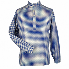 Load image into Gallery viewer, Blue &amp; White Checked Historical Pullover Shirt