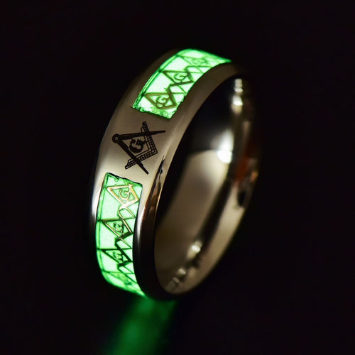 Glow In The Dark Ring Masonic Pattern Jewelry Masonic Ring | Regalia Lodge