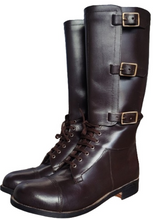 Carica l'immagine nel visualizzatore di Gallery, Prussian Black Leather Buckled Lace-Up Riding Boots