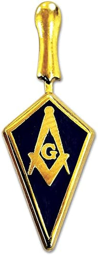 Trowel with Square & Compass Masonic Lapel Pin - [Blue & Gold][1'' Tall] | Regalia Lodge