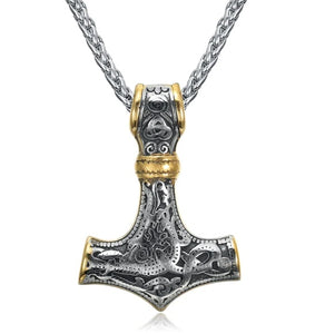 Beowulf Regalia Handcrafted Stainless Steel Dual Color Mammen-Style Thor's Hammer Pendant | Regalia Lodge
