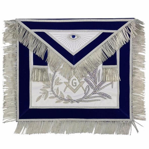 MASTER MASON Silver Embroidered Apron square compass with G Blue | Regalia Lodge