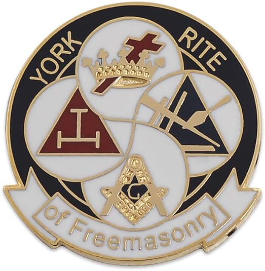 York Rite Lapel Pin – Round Masonic Emblem for Freemasons – Regalia Lodge