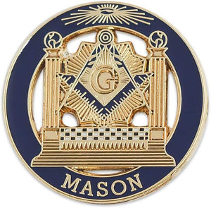 Square & Compass with Double Column Round Masonic Lapel Pin | Regalia Lodge