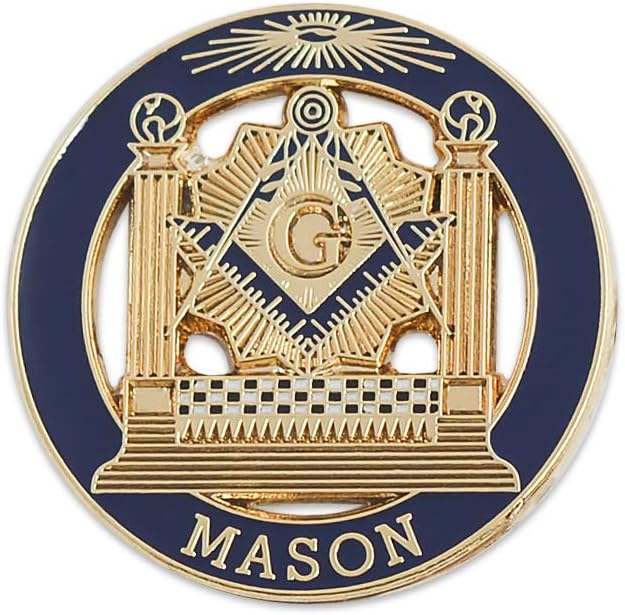 Square & Compass with Double Column Round Masonic Lapel Pin | Regalia Lodge