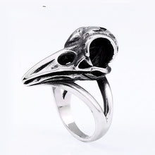 Load image into Gallery viewer, Beowulf Regalia Handcrafted Stainless Steel Raven Skull Biker Ring | Regalia Lodge