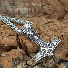 Load image into Gallery viewer, Beowulf Regalia Handcrafted Stainless Steel Mjolnir With Skull And Helm Of Awe | Regalia Lodge