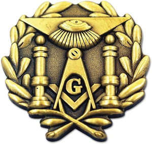Wreathed Double Column Square & Compass Masonic Lapel Pin | Regalia Lodge