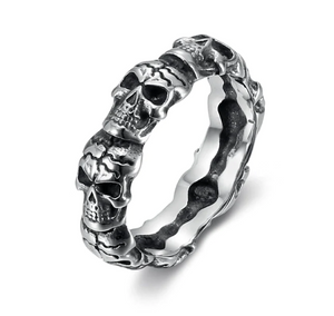 Beowulf Regalia Handcrafted Stainless Steel Vanquished Foes Skull Ring | Regalia Lodge