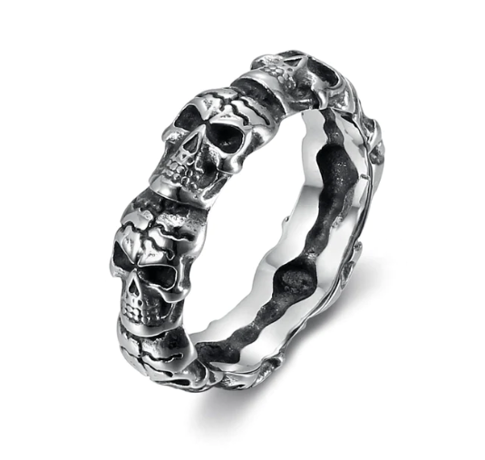 Beowulf Regalia Handcrafted Stainless Steel Vanquished Foes Skull Ring | Regalia Lodge