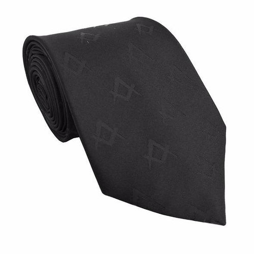 Masonic Masons Tie with self print Square Compass & G Black | Regalia Lodge
