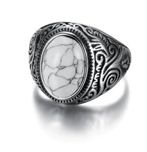 Load image into Gallery viewer, Beowulf Regalia Handcrafted Stainless Steel Celtic Scroll Ring With Inset Stone | Regalia Lodge