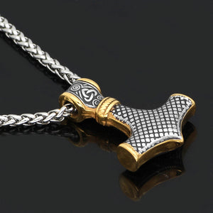 Beowulf Regalia Handcrafted Stainless Steel Dual Color Mammen-Style Thor's Hammer Pendant | Regalia Lodge