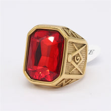 Load image into Gallery viewer, Retro Masonic Gem Men&#39;s Titanium Steel Ring | Regalia Lodge
